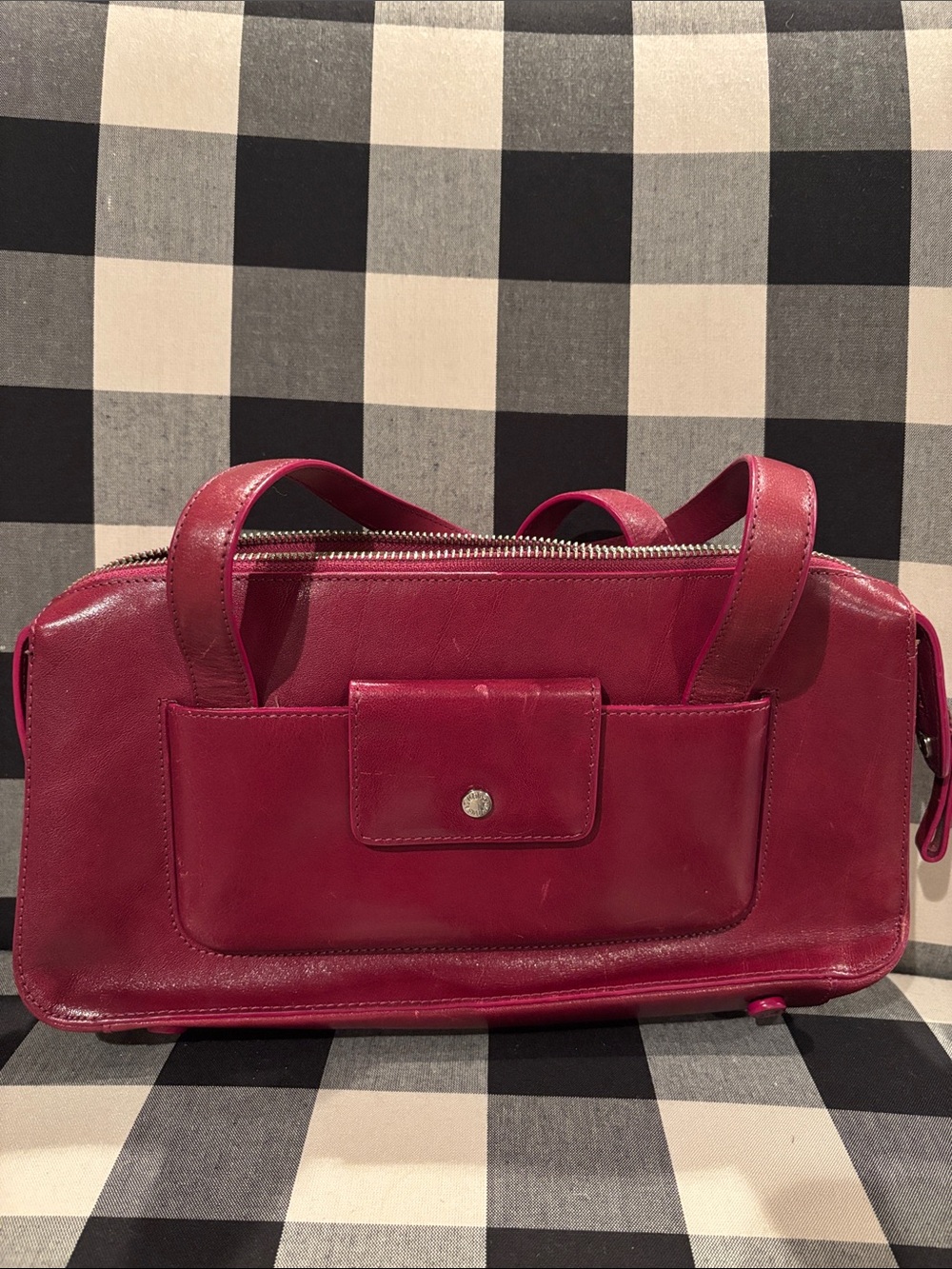 Monsac Berry Pink Leather Satchel